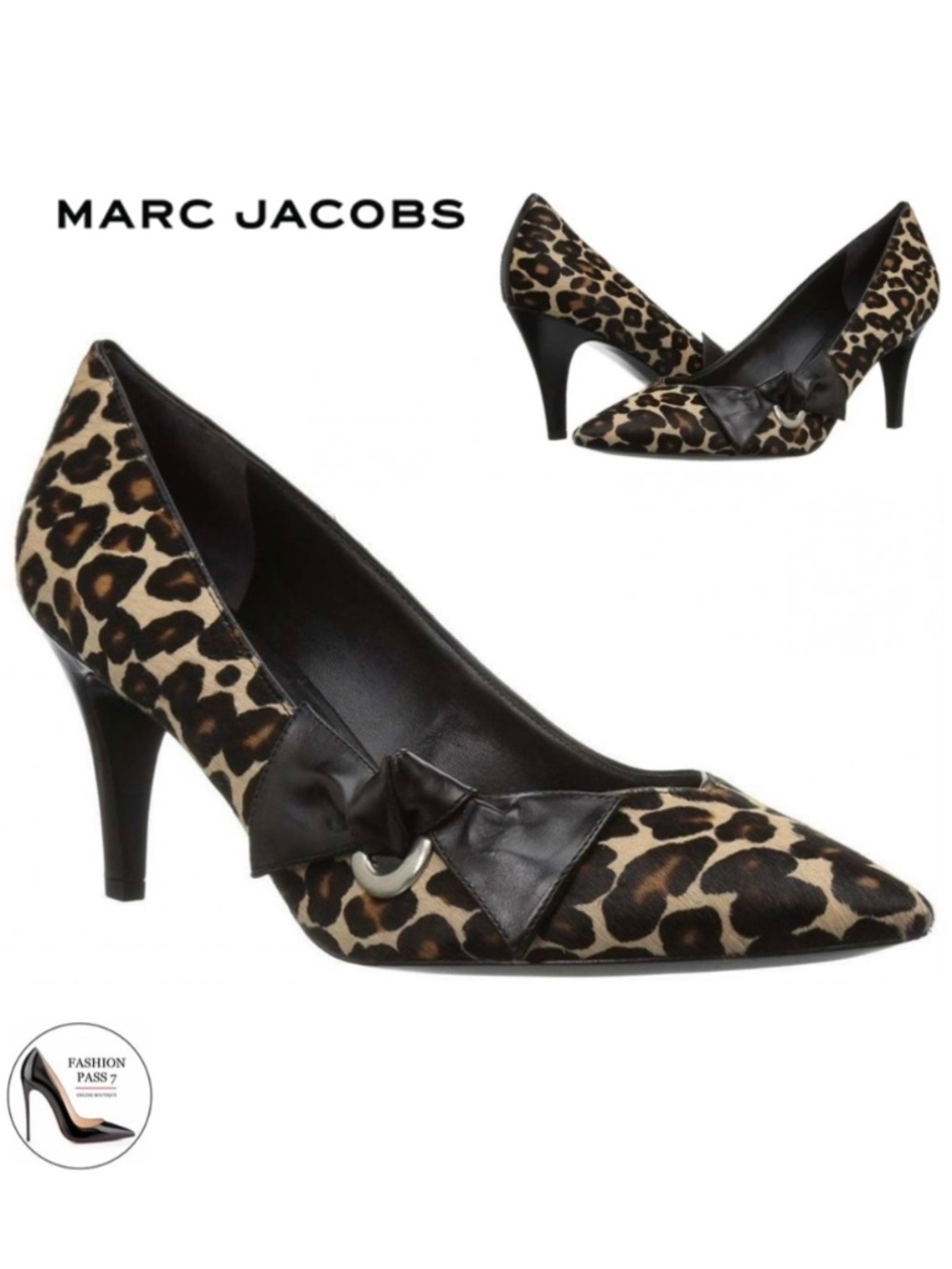 Marc Jacobs Daryl Leather Pointy Toe Pump Leopard Stiletto Heel Designer Shoe 41